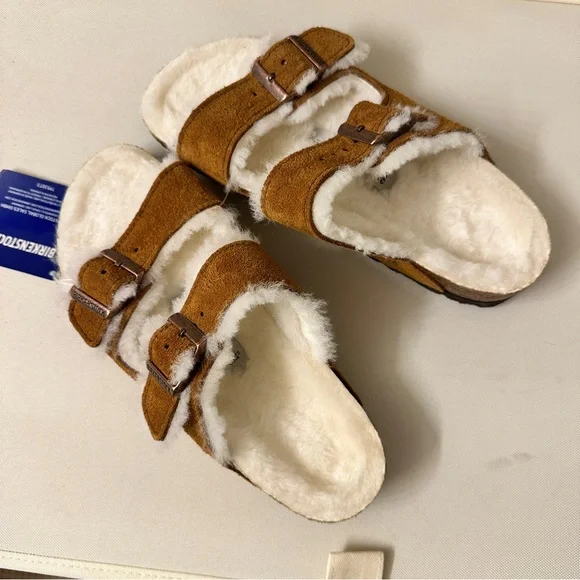 NWT Birkenstock Arizona Fur Lined Shearling Sandals - Picture 6 of 10